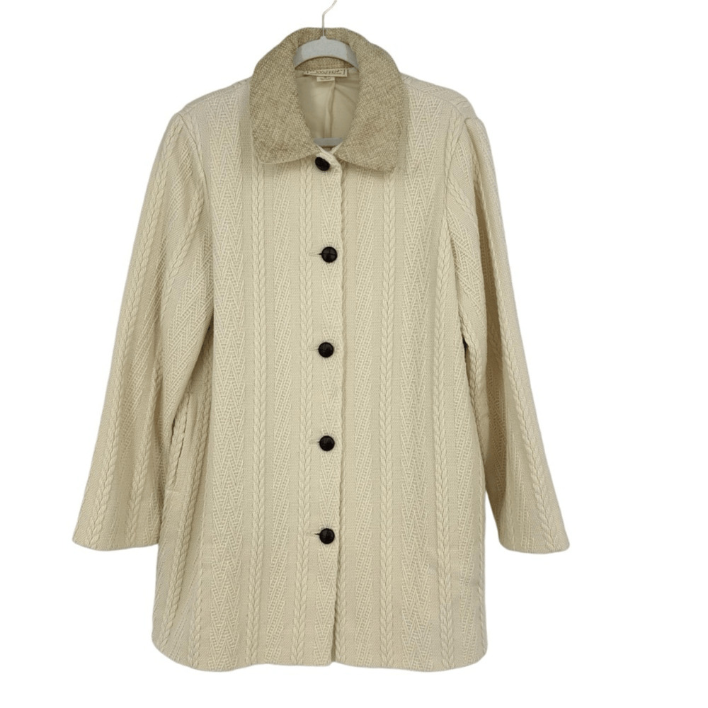 Boyne Valley Weavers Wool Cashmere Alpaca Jacket Knit Coat M Ireland Cable Knit